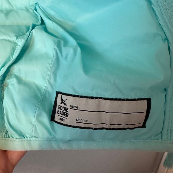 Eddie Bauer Lightweight Down Green Puffer Jacket Girls Size Medium (7/8) - Picture 7 of 9